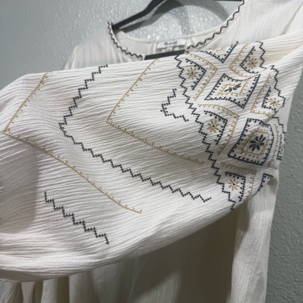 Madewell Women's Cream Embroidered Top Size Medium - Picture 4 of 11